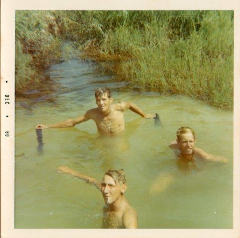 Charlie, Zeke bathing in creek